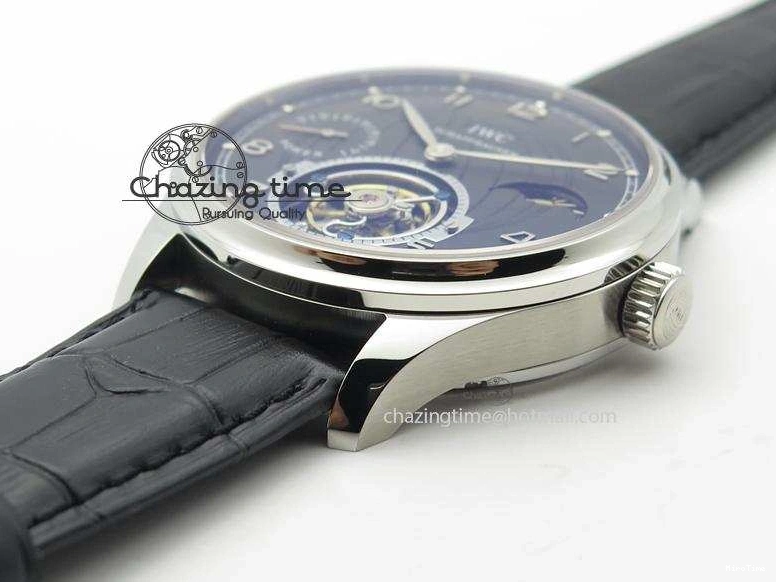 MIROTIME 0419 Portuguese Tourbillon Power Reserve Moonphase SS Black Dial On Black Leather Strap TechFriendly 7321